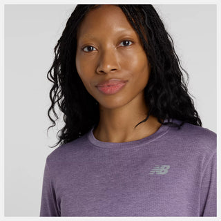 New Balance Womens Athletics Long Sleeve Tee | Candied Violet/Heather