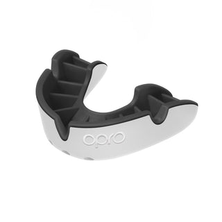 OPRO Silver Self-Fit Junior Mouthguard | White/Black