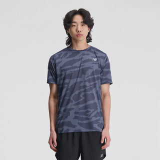 New Balance Mens Printed Accelerate Short Sleeved Tee | Grey