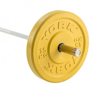 YORK 15KG SOLID RUBBER COLOURED BUMPER PLATE | YELLOW (X1) CLICK & COLLECT ONLY - Taskers Sports