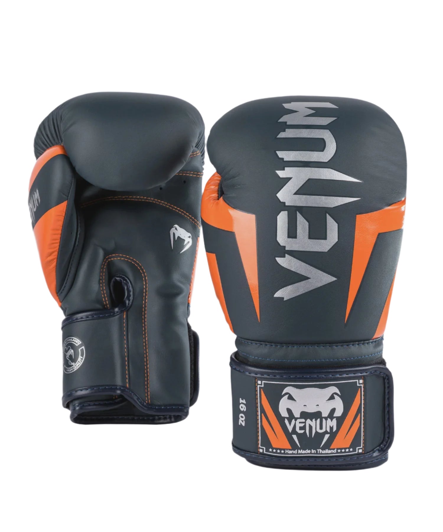 Venum Elite Boxing Gloves Navy Silver Orange
