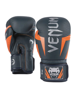 Venum Elite Boxing Gloves | Navy/Silver/Orange