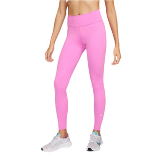 Nike Womens Dri-Fit One Mid Rise Leggings | Playful Pink/White