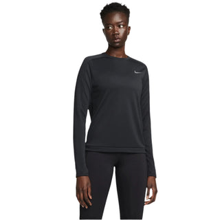 Nike Womens Dri-FIT Pacer Crew Neck Top | Black/Reflective Silver