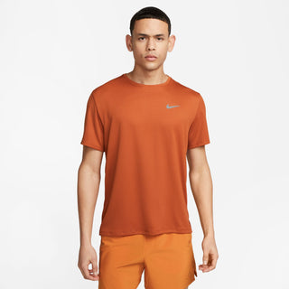 Nike Mens Dri-FIT UV Miler Short Sleeved Top | Dark Russet/Reflective Silver