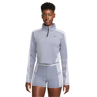 Nike Womens Dri-FIT Long Sleeved 1/4 Zip | Indigo Haze/Oxygen Purple