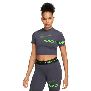 Nike Womens Dri-FIT SS Cropped Graphic Tee | Gridion/Green Strike