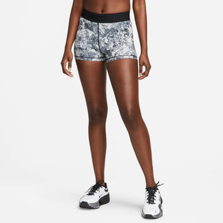 Nike Womens Pro Mid-Rise 3" Printed Training Shorts | Black/Iron Grey