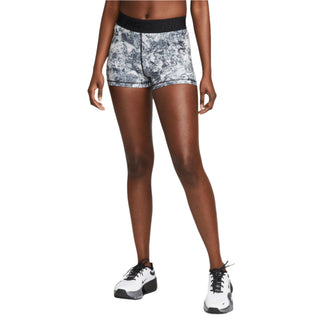 Nike Womens Pro Mid-Rise 3" Printed Training Shorts | Black/Iron Grey