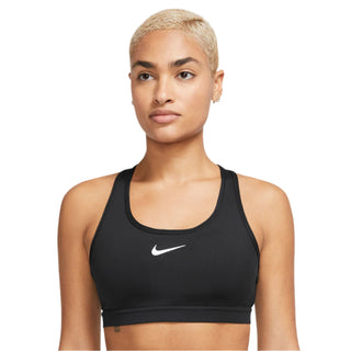 Nike Womens Swoosh Medium Support Sports Bra | Black/White