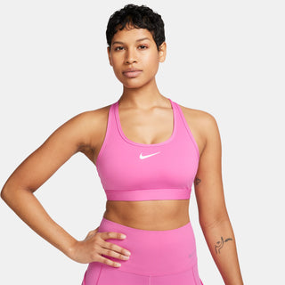 Nike Womens Swoosh Medium Support Sports Bra | Playful Pink/White
