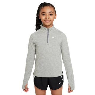 Nike Kids Dri-FIT Long Sleeve 1/2 Zip | Dark Grey Heather/White