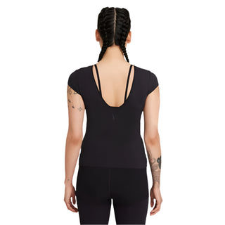 NIKE WOMENS YOGA LUXE SS TOP | BLACK - Taskers Sports