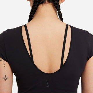 NIKE WOMENS YOGA LUXE SS TOP | BLACK - Taskers Sports