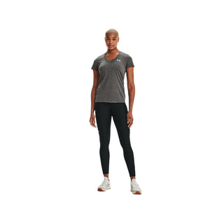 UNDER ARMOUR WOMENS TECH V-NECK | CARBON HEATHER - Taskers Sports