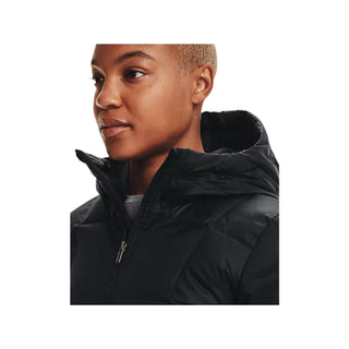 UNDER ARMOUR WOMENS ARMOUR DOWN HOODED JACKET | BLACK / JET GREY - Taskers Sports