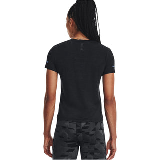 UNDER ARMOUR WOMENS SEAMLESS STRIDE SHORT SLEEVED TEE | BLACK