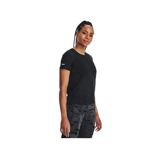 UNDER ARMOUR WOMENS SEAMLESS STRIDE SHORT SLEEVED TEE | BLACK