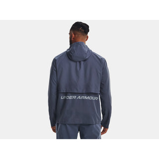 Under Armour Mens Storm Run Hooded Jacket | Downpour Grey/Harbor Blue