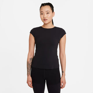 NIKE WOMENS YOGA LUXE SS TOP | BLACK - Taskers Sports