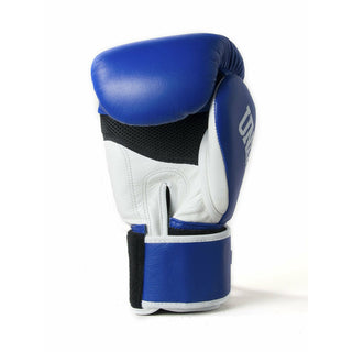 SANDEE COOL-TEC VELCRO 3 TONE LEATHER BOXING GLOVE | BLUE/YELLOW/WHITE - Taskers Sports