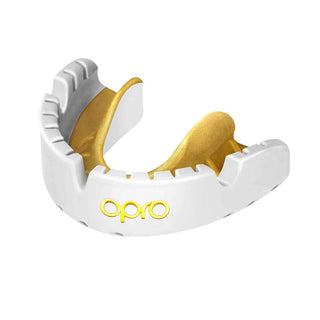 OPRO GOLD BRACES SELF-FIT MOUTHGUARD | WHITE/GOLD - Taskers Sports
