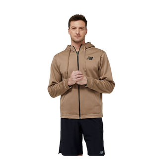 New Balance Mens Tenacity Performance Fleece Full Zip Hoodie | Mushroom