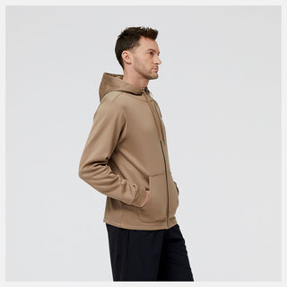 New Balance Mens Tenacity Performance Fleece Full Zip Hoodie | Mushroom