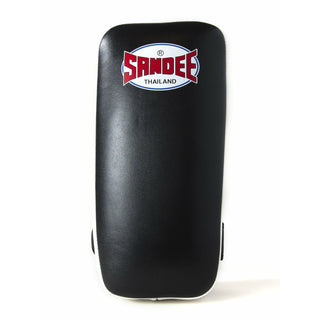 SANDEE EXTRA THICK FLAT THAI LEATHER KICK PADS | BLACK/WHITE - Taskers Sports