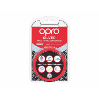 OPRO SELF-FIT GEN 4 FULL PACK SILVER JUNIOR | BLACK/RED - Taskers Sports