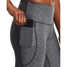 UNDER ARMOUR WOMENS HEATGEAR® ARMOUR NO-SLIP WAISTBAND BRANDED FULL-LEGNTH LEGGINGS | CHARCOAL - Taskers Sports
