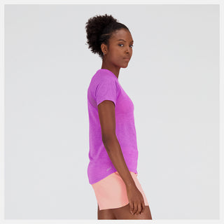 New Balance Womens Impact Run Short Sleeved Tee | Cosmic Rose Heather
