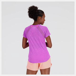 New Balance Womens Impact Run Short Sleeved Tee | Cosmic Rose Heather