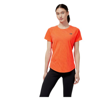 NEW BALANCE WOMENS Q SPEED JACQUARD SHORT SLEEVED TEE | ELECTRIC RED - Taskers Sports